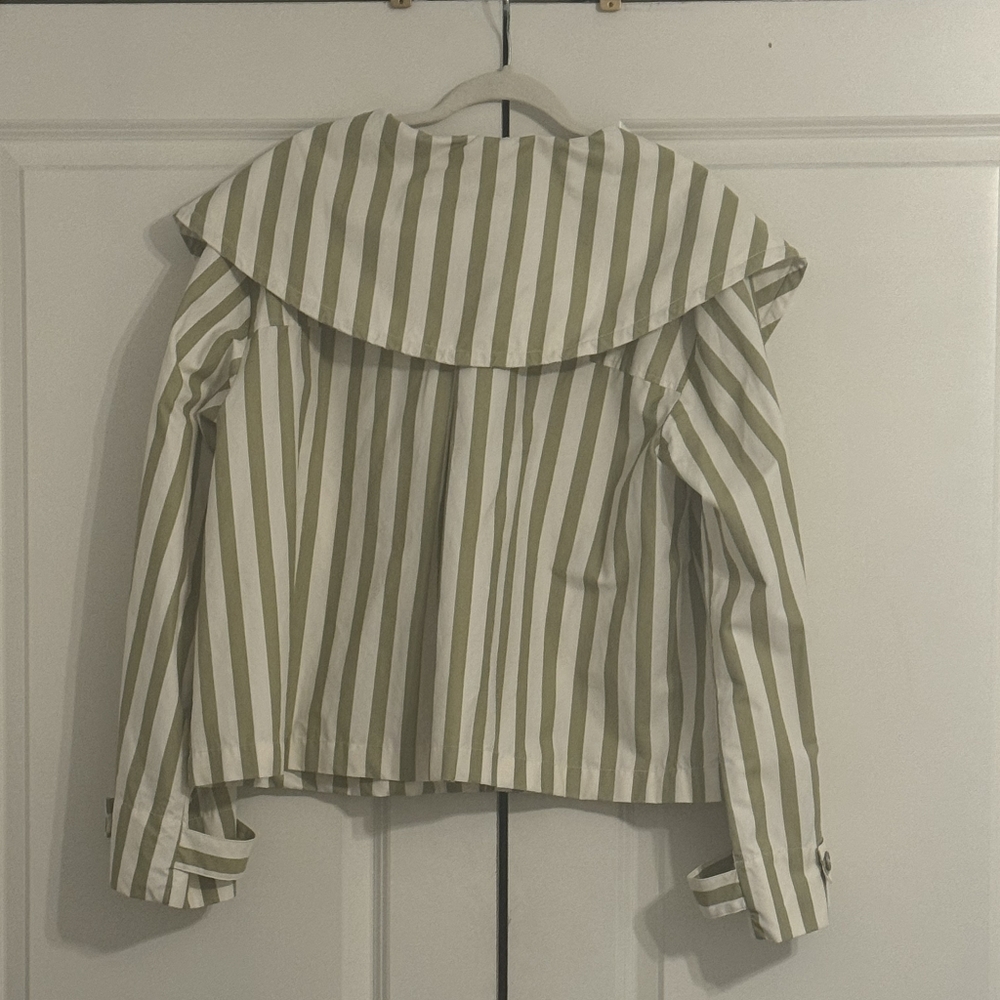 Maeve Green and White Striped Utility Jacket - Picture 2 of 3